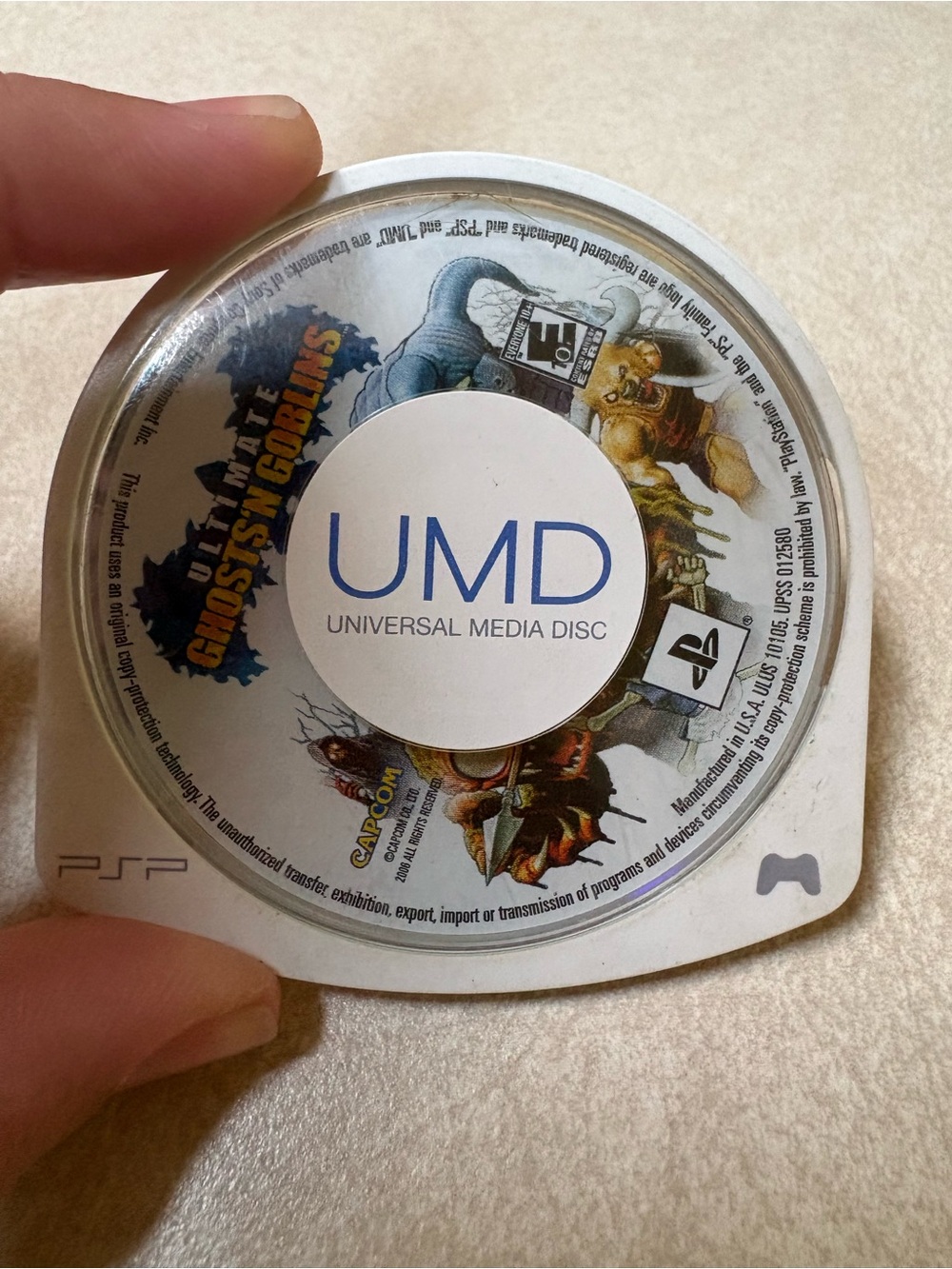 Sony UMD Disc – Ultimate Ghosts 'n Goblins Artwork (White/Blue/Gray)
